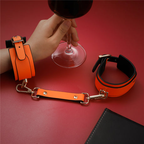 Adjustable PU Leather Bondage Cuff - Wrist/Ankle Restraint, Sold Individually(Luminous orange-handcuffs)