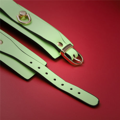 Adjustable PU Leather Bondage Cuff - Wrist/Ankle Restraint, Sold Individually(Luminous orange-handcuffs)