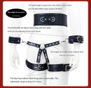 Full Body PU Leather Bondage Restraint Set with Collar, Leash, Cuffs & Harness - Adjustable Adult Play(Pink)