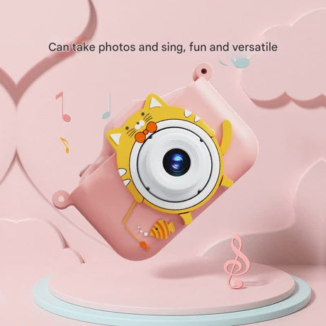 Digital Camera with Cute Cat Silicone Case - Dual Lens, 96MP, HD Screen & Music Playback(yellow)