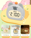 Cute Animal Digital Alarm Clock with Night Light, Temperature & Countdown Timer(Black and white panda)