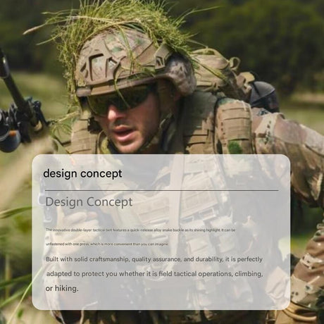 Dual Layer Quick Release Tactical Belt - Attachment System, Alloy Cobra Buckle, Adjustable Nylon(Khaki)