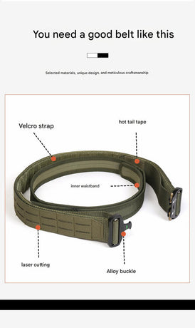Dual Layer Quick Release Tactical Belt - Attachment System, Alloy Cobra Buckle, Adjustable Nylon(Camouflage)