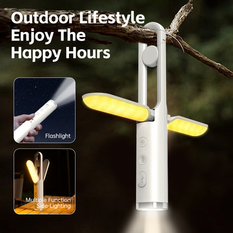 Multi-Function Folding LED Camping Lantern & Flashlight - USB Rechargeable, 3 Light Modes + SOS(grey)