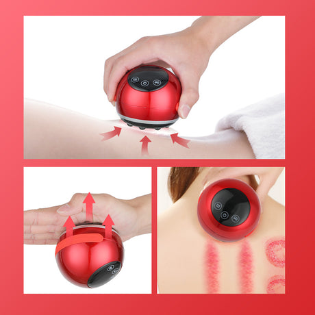 Smart Electric Cupping & Gua Sha Massager with Red Light Therapy & Magnetic Stones - 5 Levels, Rechargeable(red)