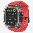 Transparent PC+TPU Sports Watch Strap & Case for Smart Watch - Raised Edge Protection, Wireless Charging Compatible(Red transparent black)