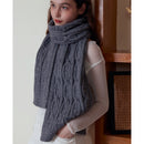 Gray Classic Textured Knit Scarf - Solid Color, Premium Soft Feel, Winter (176x26.5cm)