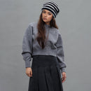 Trendy Dual-Tone Striped Beanie - Soft Plush Knit, Versatile Winter Cap (Black and white)