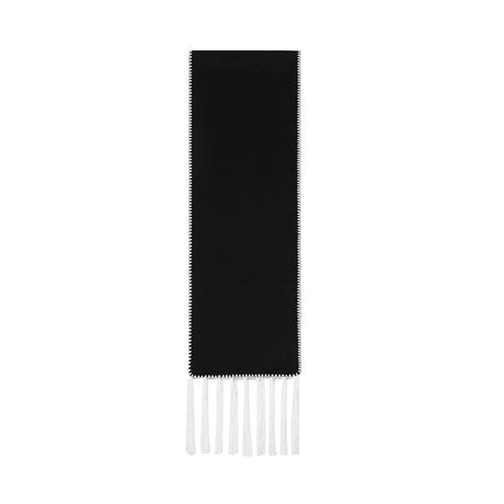 Black Contrast Edge & Tassel Scarf - Chic Autumn/Winter Neckwear (190x30cm)