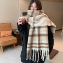 Beige brown Women's Fashion Plaid Scarf - Warm & Stylish Long Neck Warmer (220x40cm)