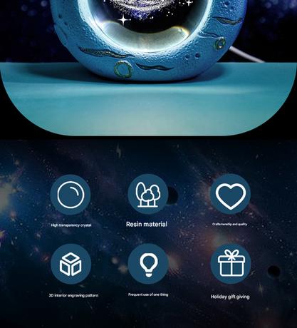 Celestial Ring LED Crystal Ball Lamp - 3D Engraving, Unique Gift (Saturn)
