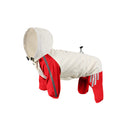 Colorblock (Beige red) Dog Raincoat - Waterproof with Hood and Reflective Strips (Size XL)