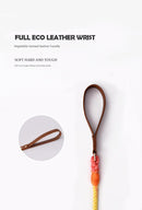 Premium Leather Pet Collar and Leash - Soft, Strong Braided Rope (Iridescent Red - Size L)
