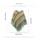 Blue brown Lightweight Chevron Knit Poncho for Women - Elegant Fringed Shawl Wrap