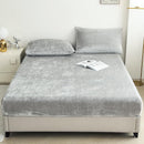 Light Gray Plush Crystal Velvet Fitted Sheet - Ultra Soft, Warm & Thick for Winter (99x190+36cm)