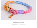 Handmade Rope Dog Collar and Leash Set - Colorful Woven Cotton Cotton (Black - Size S)