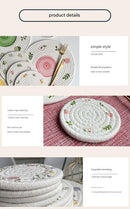 (Peach) Cotton Rope Woven Placemats - Set of 3, 30cm Diameter Heat Resistant Kitchen Decor