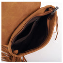 Brown Chic Bohemian Fringe Crossbody Bag - Suede-Look PU Leather with Braided Detail & Adjustable Strap