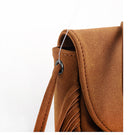 Grey Chic Bohemian Fringe Crossbody Bag - Suede-Look PU Leather with Braided Detail & Adjustable Strap