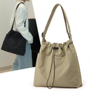 Pink Chic Lightweight Nylon Drawstring Tote Bag - Multi-Pocket Casual Shoulder & Crossbody
