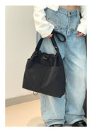 Orange Chic Lightweight Nylon Drawstring Tote Bag - Multi-Pocket Casual Shoulder & Crossbody