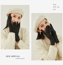 Black Elegant Women's Wool Blend Winter Gloves - Cozy Fleece-Lined Touchscreen Warmth
