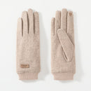 Black Elegant Women's Wool Blend Winter Gloves - Cozy Fleece-Lined Touchscreen Warmth
