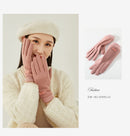 Pink Elegant Women's Wool Blend Winter Gloves - Cozy Fleece-Lined Touchscreen Warmth
