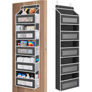 Black Heavy Duty 5-Tier Over-The-Door Hanging Organizer - Space-Saving Storage with Clear Windows & Mesh Pockets