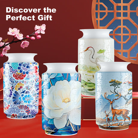 Colorful Style 4 DIY 3D Puzzle Vase - Creative Jigsaw Flower Holder with Waterproof Liner - Decorative Home Accent & Unique Gift