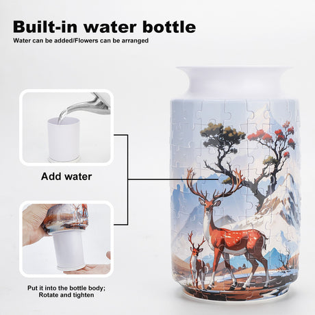 Colorful Style 4 DIY 3D Puzzle Vase - Creative Jigsaw Flower Holder with Waterproof Liner - Decorative Home Accent & Unique Gift
