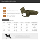 Size XL Olive Green Warm Quilted Dog Winter Coat - Adjustable Fleece-Lined Puffer Vest with Reflective Trim & Leash Port