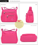 Rose Red Versatile Womens Nylon Water-Repellent Crossbody Shoulder Bag Set with Matching Clutch Pouch - Lightweight & Multi-Pocket