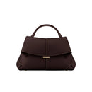 Coffee Elegant Womens Genuine Cowhide Leather Top Handle Satchel - Chic Flap Crossbody Shoulder Bag