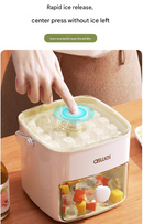 Blue Innovative Press-Release Ice Cube Maker - Dual Layer Trays & Storage Bin (48 Cubes)