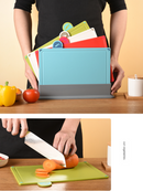 Coloerful 4-Piece Colour-Coded Index Cutting Board Set with Storage Stand - Food-Safe PP, Non-Slip, Easy Clean Kitchen Chopping Boards
