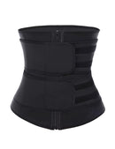Size M Black Womens Sweat-Enhancing Waist Trainer Belt - Dual Strap Zipper Tummy Control Cincher for Workout & Postpartum Shaping
