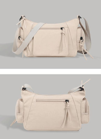 Pink Chic Lightweight Multi-Pocket Oxford Crossbody Bag - Waterproof Retro Shoulder Bag for Women