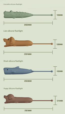 Blue Adorable Shark Silicone LED Flashlight for Kids - USB Rechargeable, Dimmable Brightness, Portable Night Light