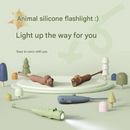 Brown Adorable Dog Silicone LED Flashlight for Kids - USB Rechargeable, Dimmable Brightness, Portable Night Light