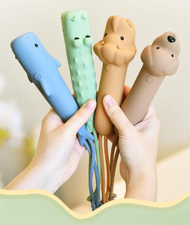 Brown Adorable Dog Silicone LED Flashlight for Kids - USB Rechargeable, Dimmable Brightness, Portable Night Light