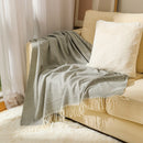 Grey Elegant Herringbone Tassel Throw Blanket - Large Acrylic Faux Cashmere Soft Cozy Blanket for Sofa, Bed & Decor (130x240cm)