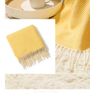 Orange Elegant Herringbone Tassel Throw Blanket - Large Acrylic Faux Cashmere Soft Cozy Blanket for Sofa, Bed & Decor (130x240cm)