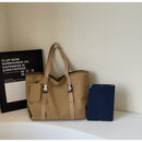 Khaki Women's Large Capacity Nylon Tote Bag - Stylish Casual Shoulder & Crossbody Bag with Detachable Pouch