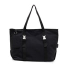 Black Women's Large Capacity Nylon Tote Bag - Stylish Casual Shoulder & Crossbody Bag with Detachable Pouch