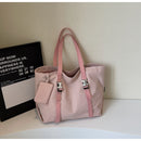 Pink Women's Large Capacity Nylon Tote Bag - Stylish Casual Shoulder & Crossbody Bag with Detachable Pouch