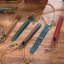 Green Vintage Top-Grain Leather Pen Sleeve Holder with Neck Strap - Protective Single Pen Case