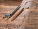 Red Vintage Top-Grain Leather Pen Sleeve Holder with Neck Strap - Protective Single Pen Case