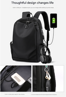 Grey Modern Anti-Theft Laptop Backpack with USB Charging Port - Water-Repellent Travel & Business Bag for 15.6 Inch Laptops
