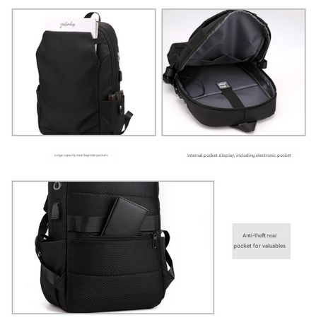 Blue Modern Anti-Theft Laptop Backpack with USB Charging Port - Water-Repellent Travel & Business Bag for 15.6 Inch Laptops